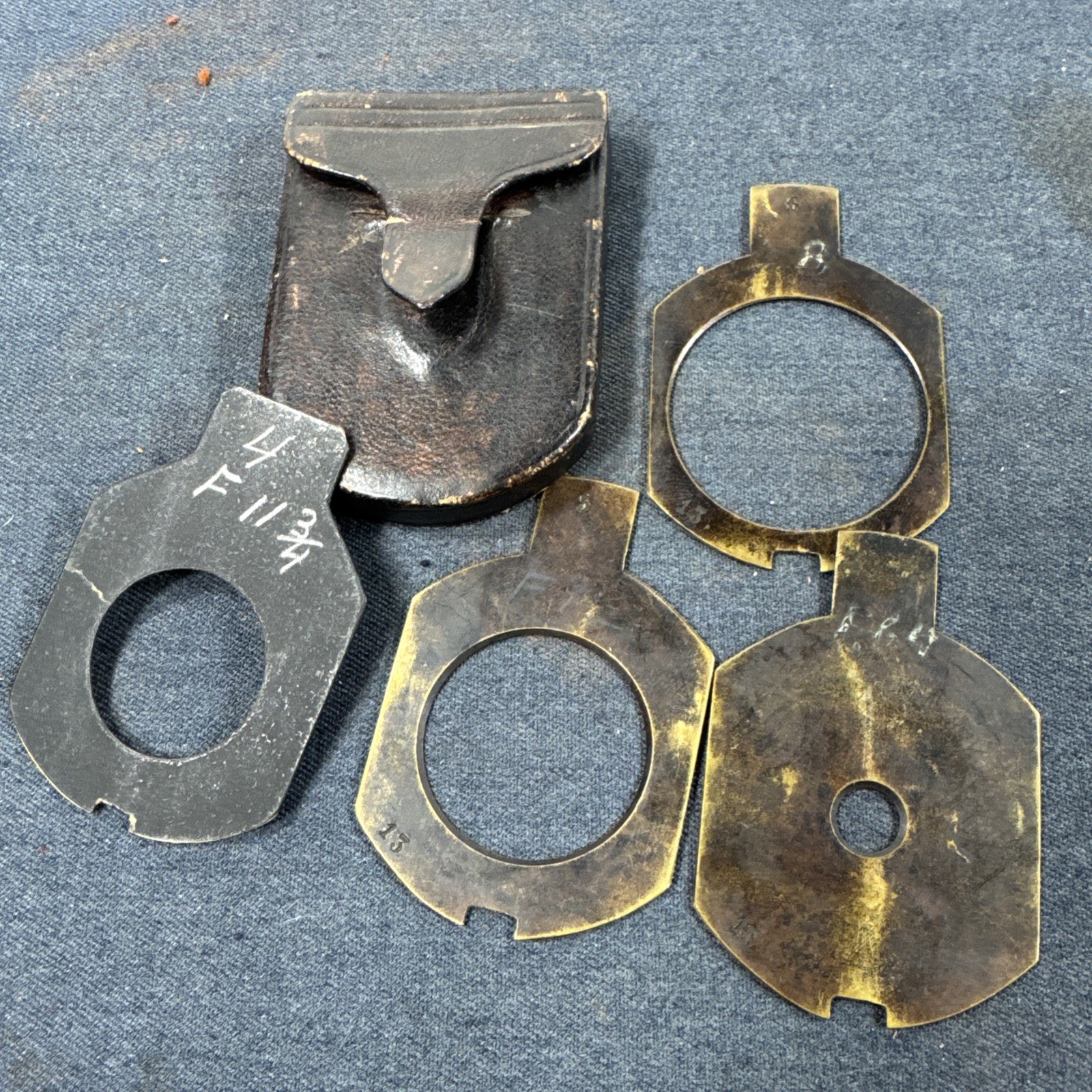 Set of 3 Waterhouse Aperture Stops for Antique Lens with Leather Case