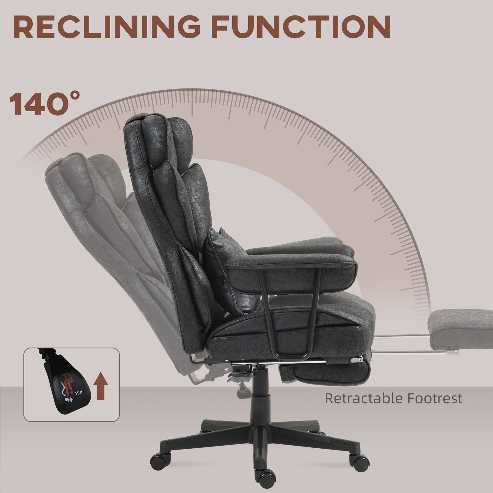 396lbs. Big and Tall Massage Office Chair with Footrest, Black