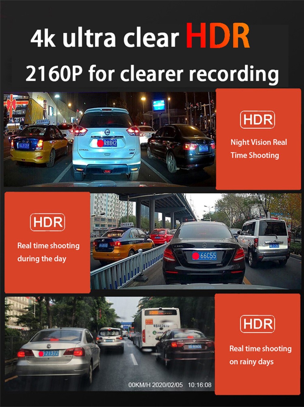 4K 2160P Wifi DVR Dash Cam Camera for Nissan Rogue Sport Qashqai J11 2013-2021