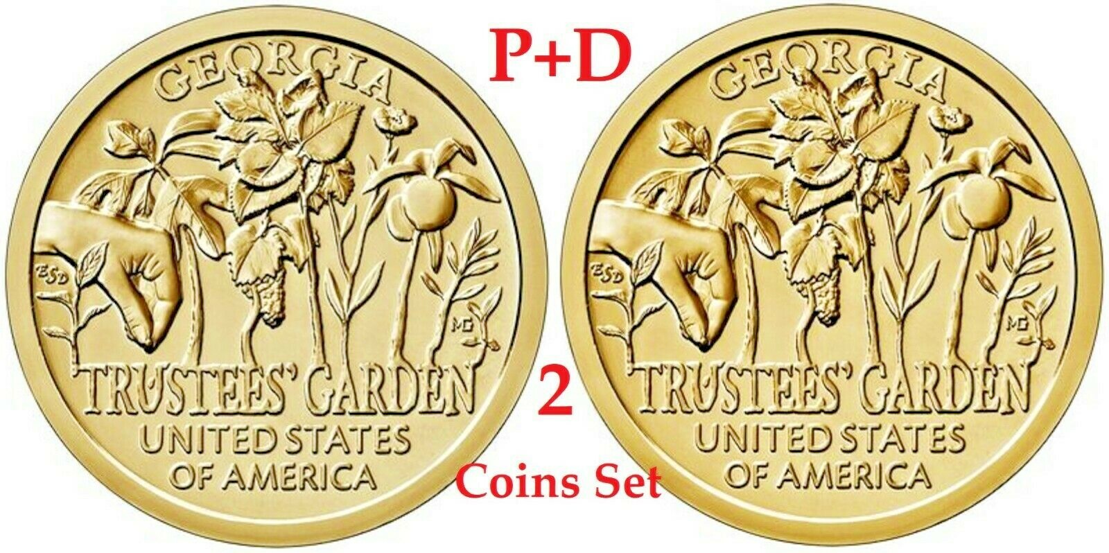 2-coin-set 2019 P-D American Innovation Georgia Dollar $1 US Mint