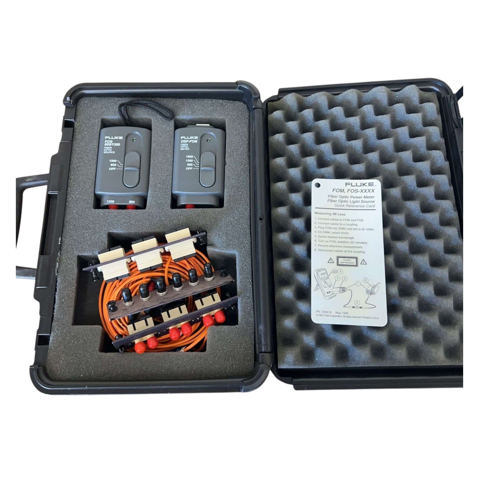 Fluke Fiber Test Accessory Kit FOS 850/1300 DSP-FOM FOM Meters w/ Cables Case