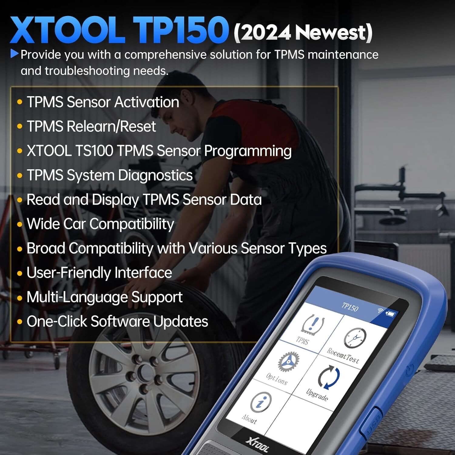 XTOOL TP150 TPMS Programmer Sensor Relearn Activate Tire Pressure Light Reset