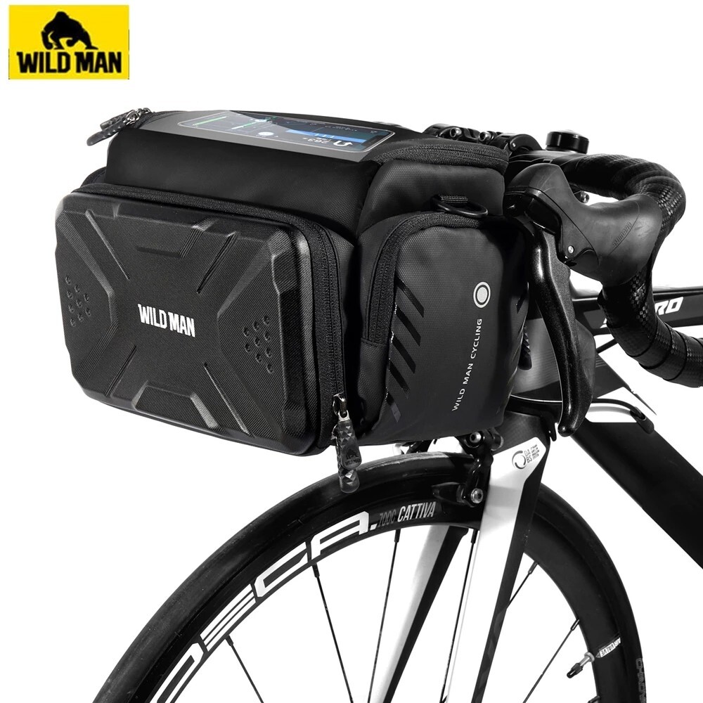 WILD MAN Bicycle Bag Front Tube Road Bike MTB Handlebar Bag Touch Screen