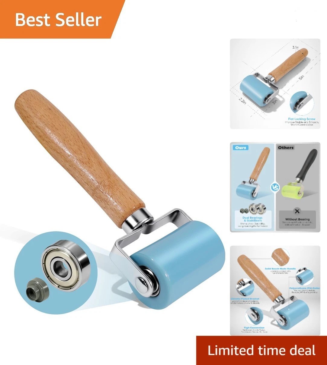 Dual Bearing PU Seam Roller for Efficient Vehicle Soundproofing Projects