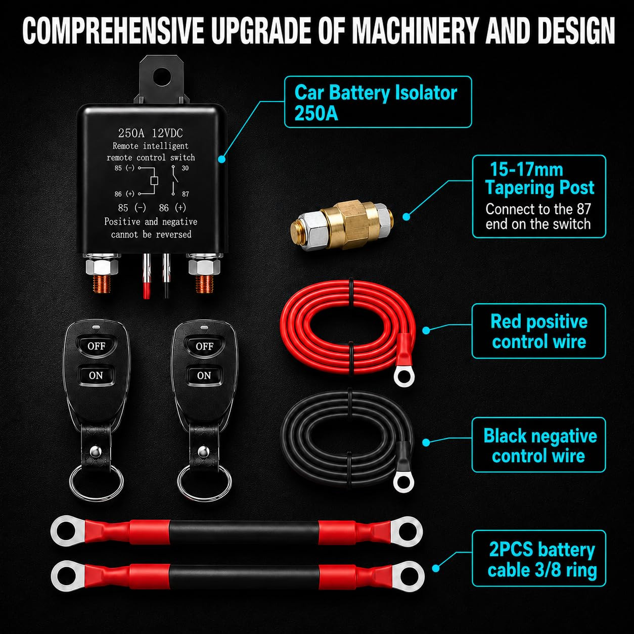 Side Post Remote Battery Disconnect Switch 12V 250A – Battery Cut off Switch Pre