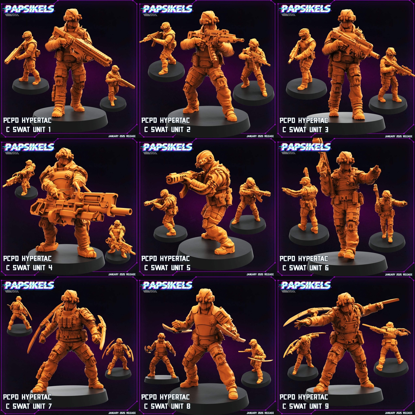 PCPD Hypertac SWAT Unit Miniatures | Cyberpunk | Papsikels