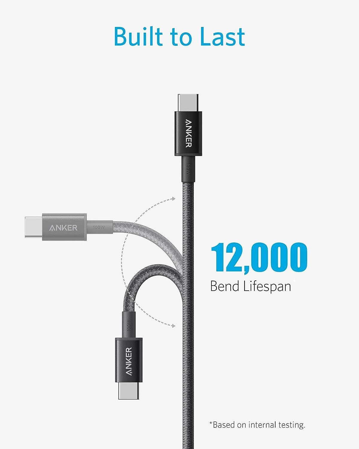 Anker USB C Cable 100W 10ft, USB C to USB C Cable USB 2.0, Type C Charging Cable