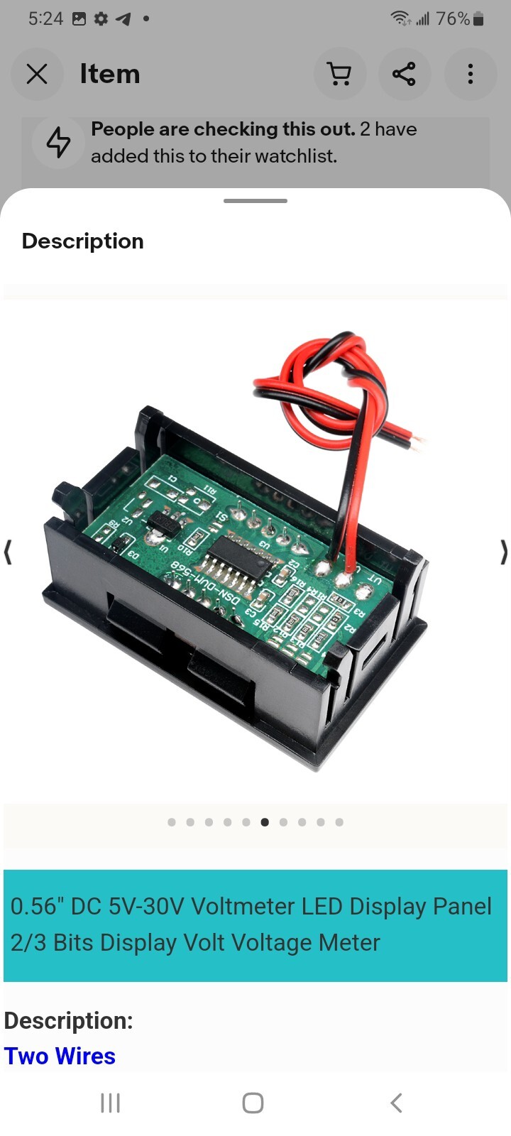 HOBBYIST - 4.5 - 30 VDC PANEL MOUNTABLE DIGITAL VOLTMETER. .56" RED LED READOUT.