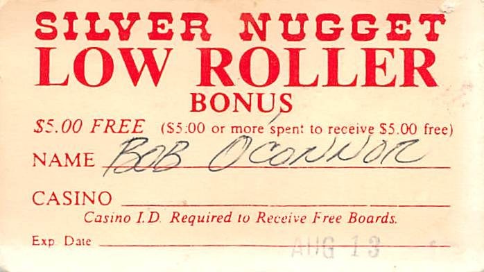 Mahoney's Silver Nugget Casino - Las Vegas, NV - Vintage Paper Low Roller Bonus