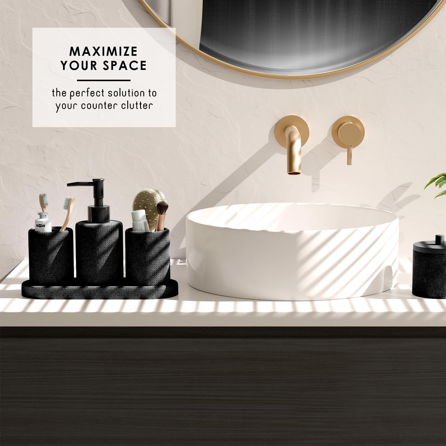 Bathroom Set - Black Bathroom Accessories Set, 19PC Bathroom Accessory Set