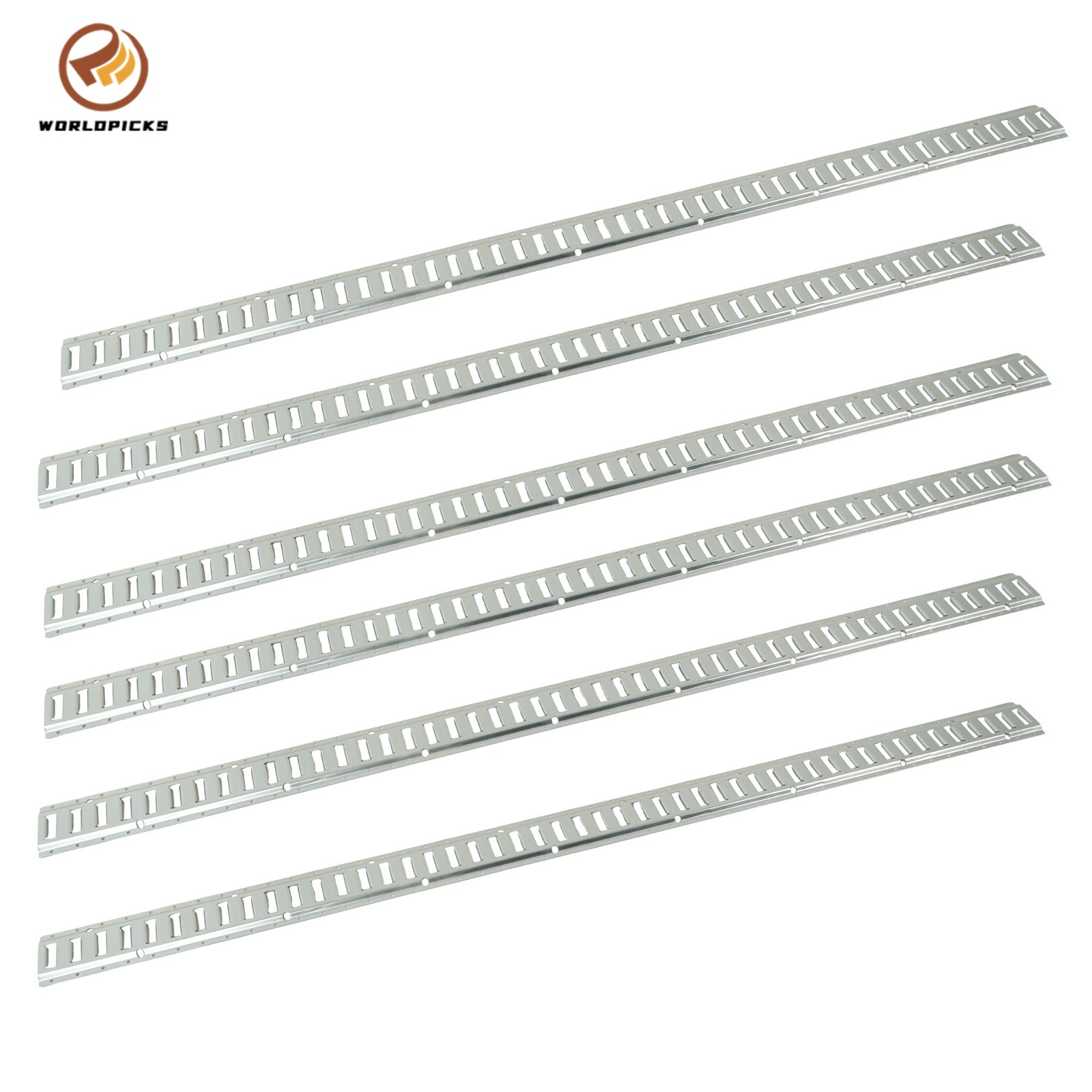 6 Pcs 8' Silver E Track Rails Kit, Galvanized For Extended Cargo Transport Steel