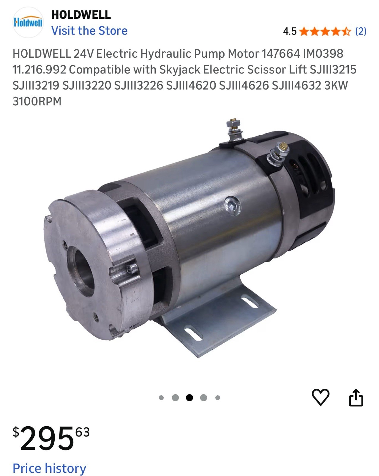 HOLDWELL 24V Electric Hydraulic Pump Motor 147664 IM0398 11.216.992 for Skyjack