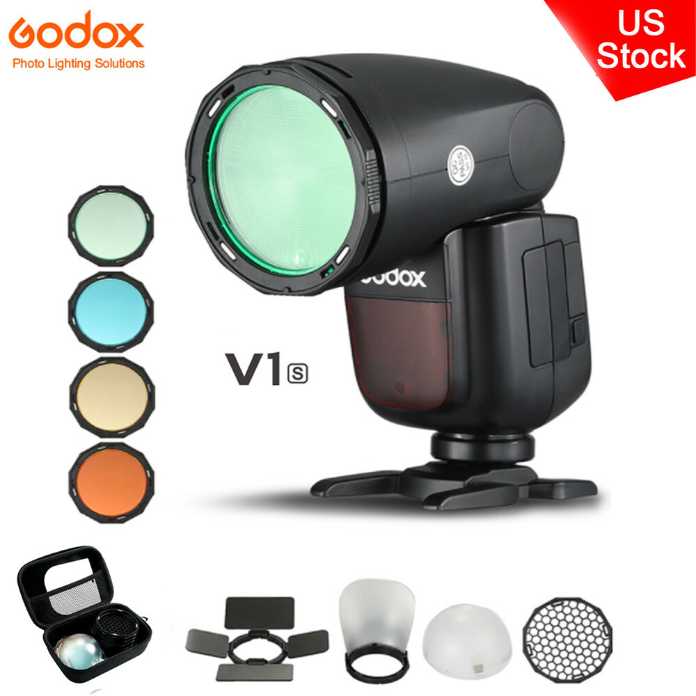 US Godox V1S TTL HSS Round Head Speedlite Flash for Sony+Magnetic Accessories