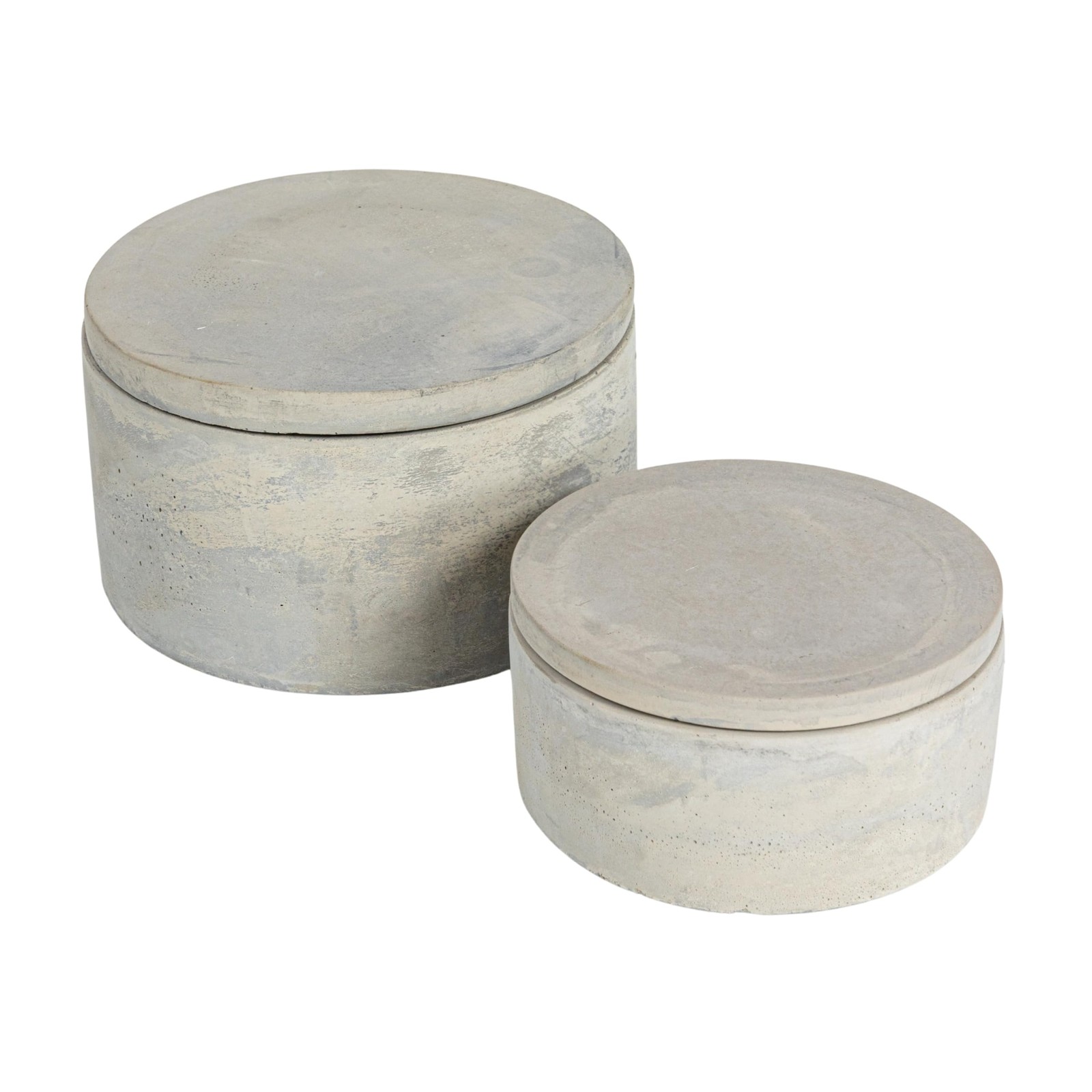 A75500081 Set of 2 Grey Round Decorative Lids Boxes
