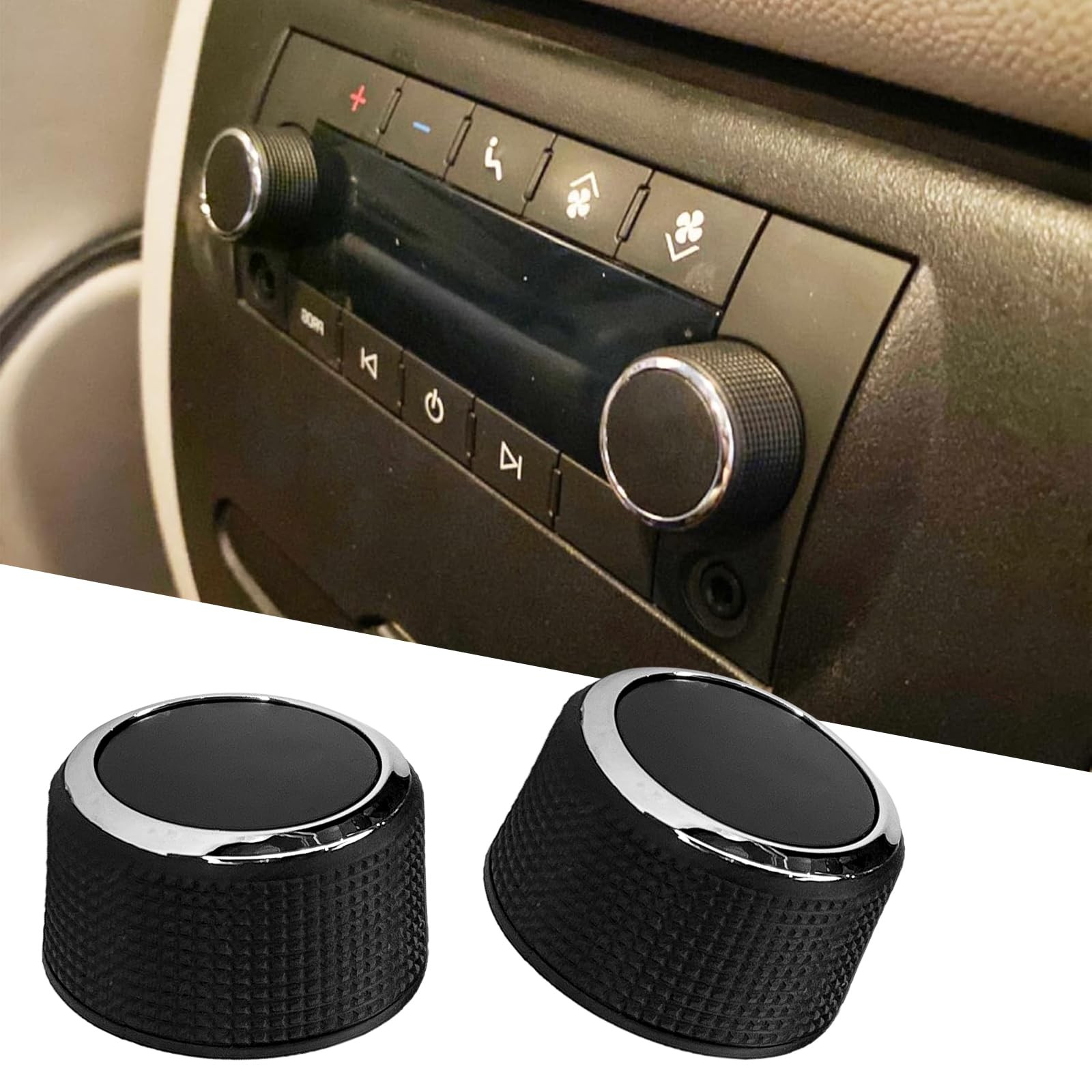 KUQUTIDY 2 PCS Volume Control Knob Radio Replacement for Chevy black