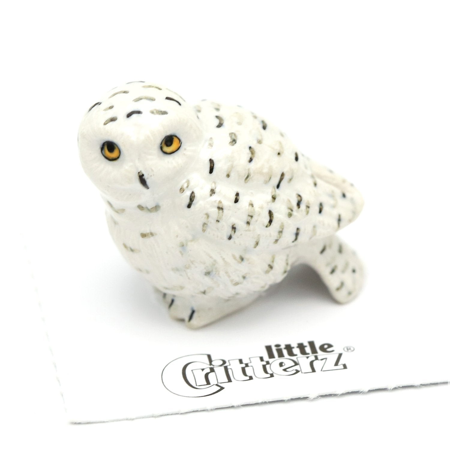 Little Critterz White - Snowy Owl "Ghost" Bird - Miniature Porcelain Figurine