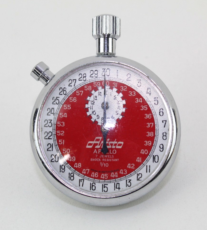 Aristo Apollo Shock Resistant Mechanical Stopwatch Chronograph Silver - Red Face