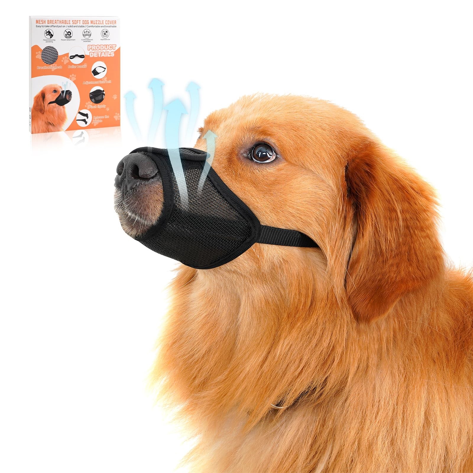 Dog Muzzle, Soft Nylon Air Mesh Breathable Drinkable Black(XS), Black