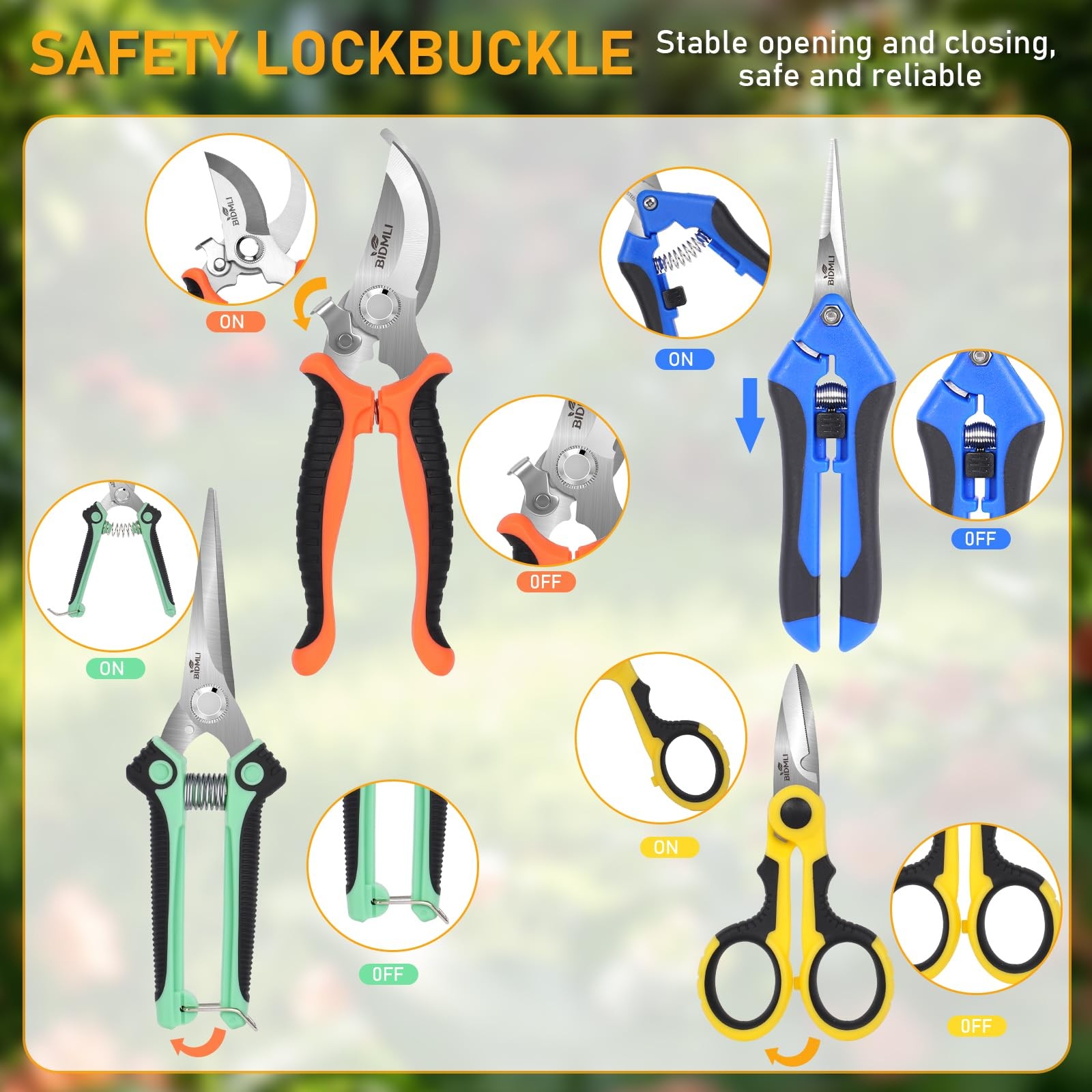 4-Pack Multifunctional Garden Scissors Set-BIDMLI Moderate, Multicolor-set 1