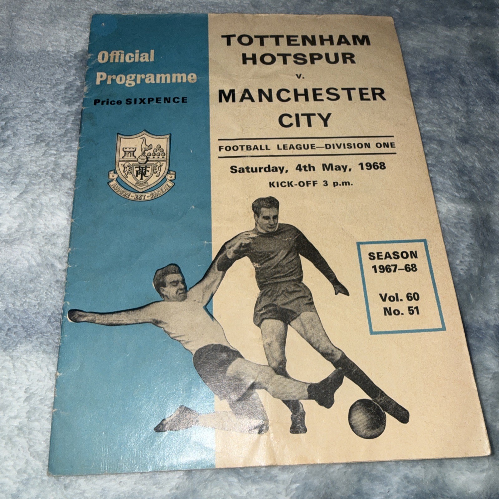 Tottenham Hotspur Vs. Manchester City Program May 4,1968 #51 Vol60  VINTAGE RARE