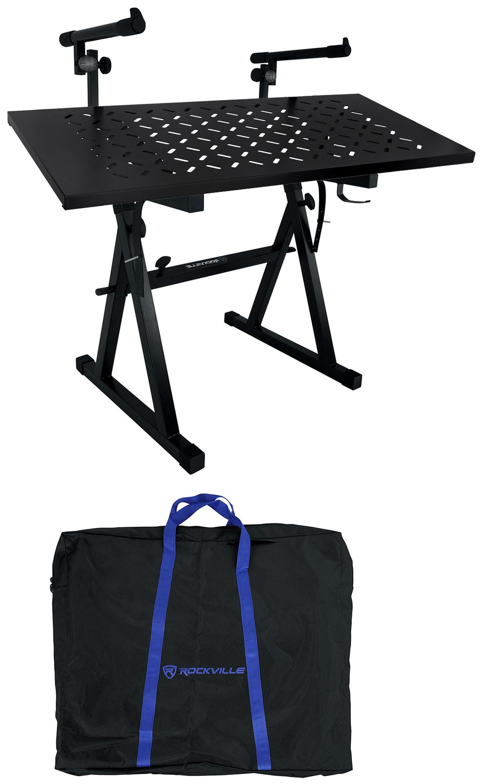 Rockville Z55 Z-Style 2-Tier Keyboard Stand+Bag+Shelf to Turn Into DJ Table