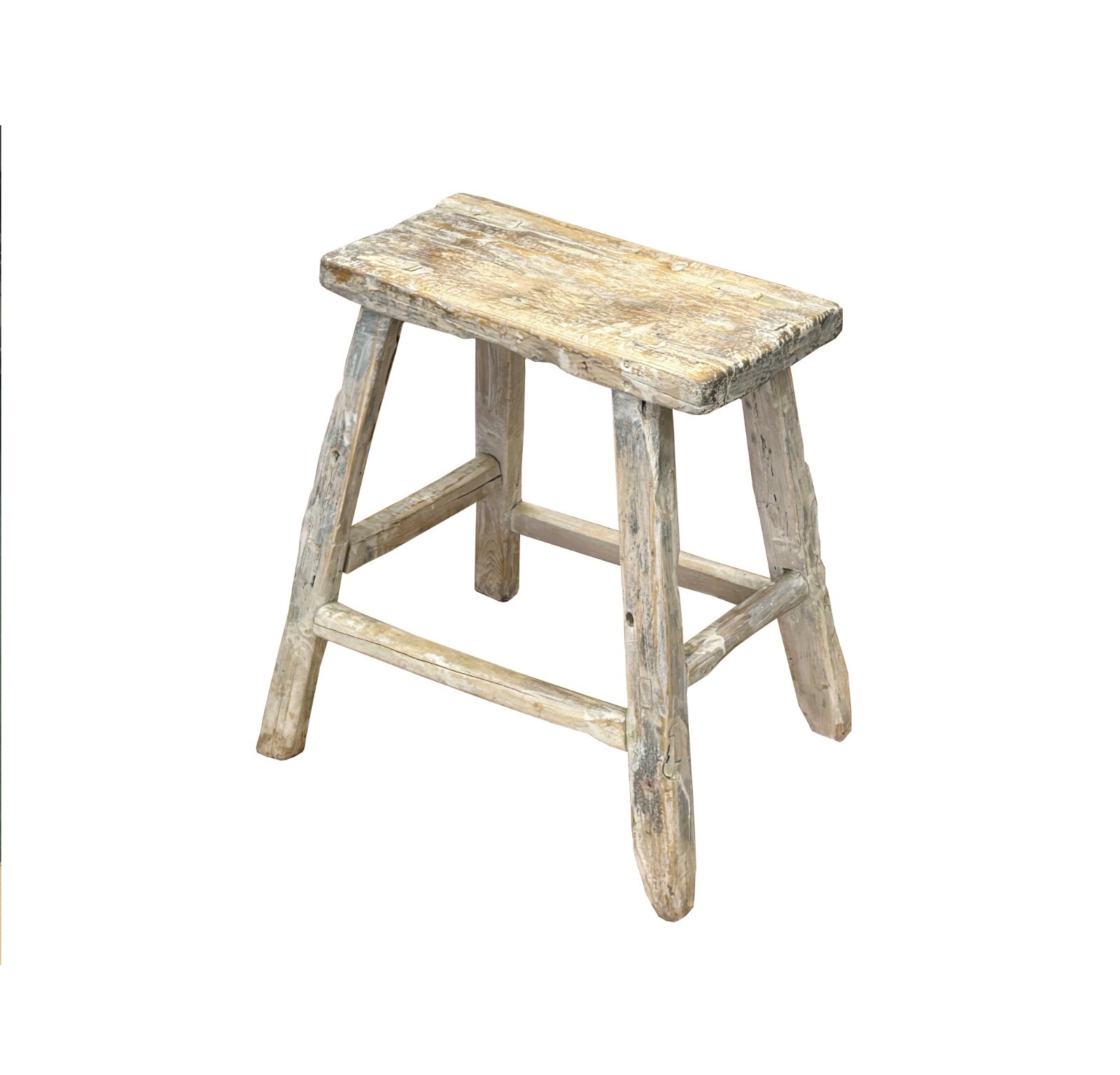 Rustic Raw Rough Wood Grain Rectangle Slim Stool Bench Side Table ws4613