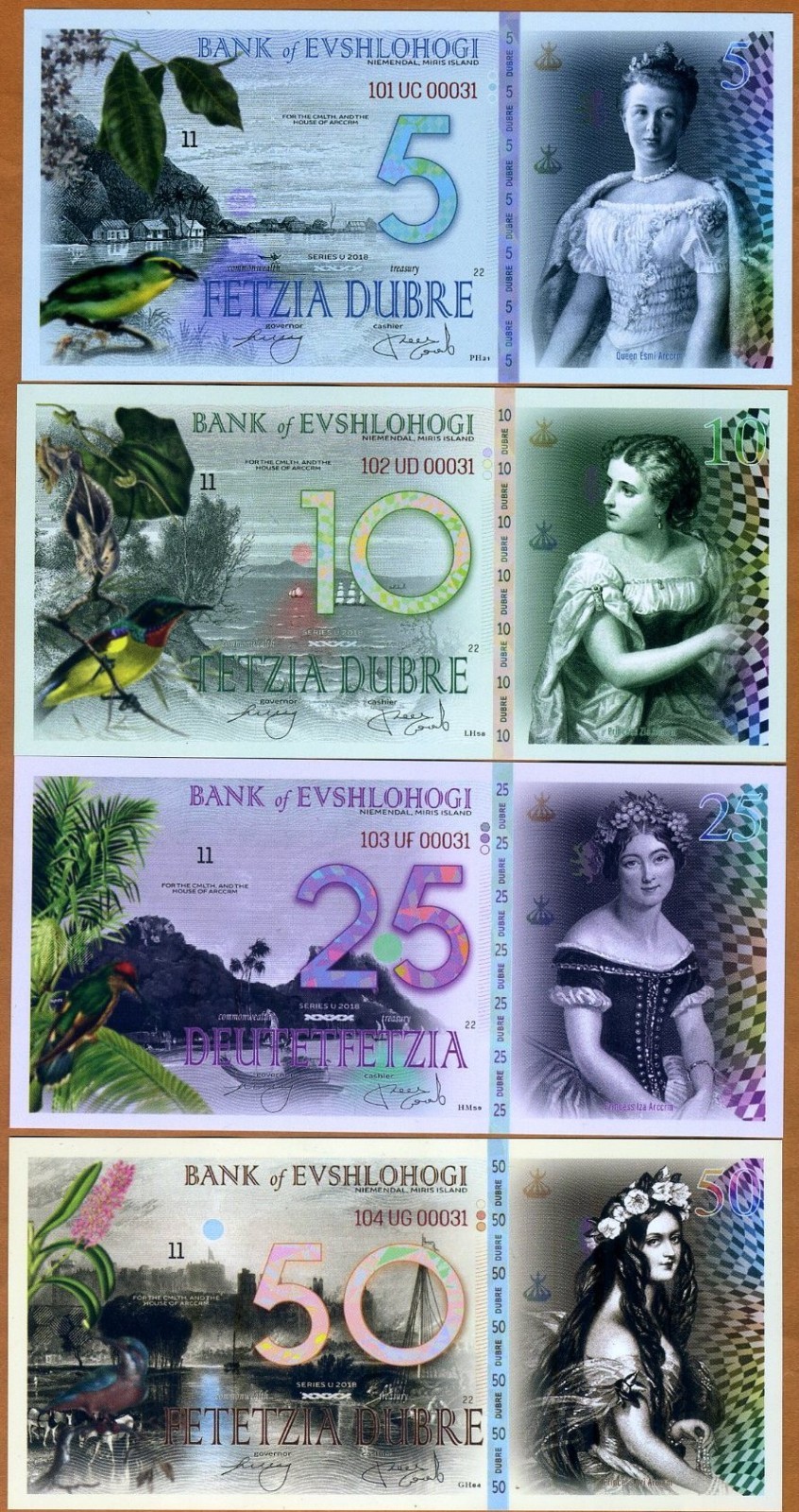 Set , Evshlohogi, 5;10;25;50 Dubre, 2018, POLYMER, UNC 500 sets issued