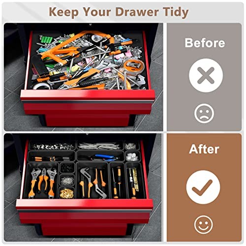 【????? & 5 Size】Tool Box Organizer Tray Divider Set, 5 size 46pcs Black