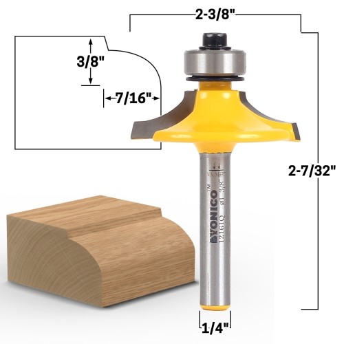 Thumbnail Euro Style Door and Drawer Front Router Bit-1/4" Shank-Yonico 12161q