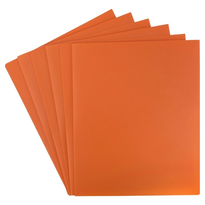 6pk 2 Pocket Heavy Duty Plastic Folders - Orange