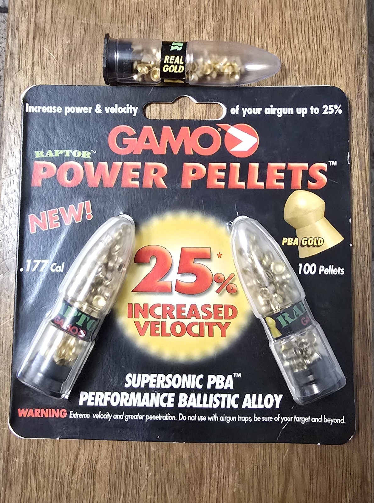 Gamo Raptor Power Pellets Supersonic PBA-18k Gold, 25% Faster .177cal, 125 count