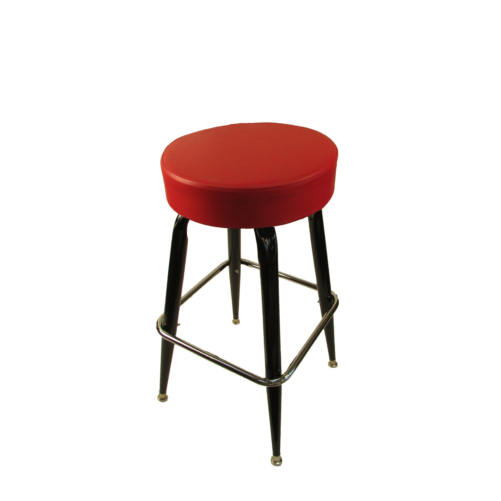 Oak Street Mfg SL2135RED Red Button Top Stool w/Bucket Frame