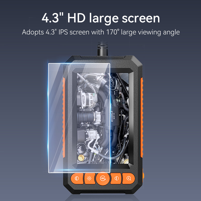 1080P Endoscope Camera with Lights Dual Lens Borescope 16.4FT Cable 4.3" Screen