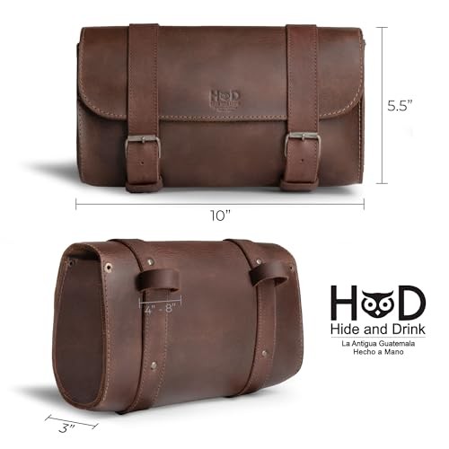 , Motorcycle Handlebar Bag with 2 Adjustable Straps, One Size Bourbon Brown