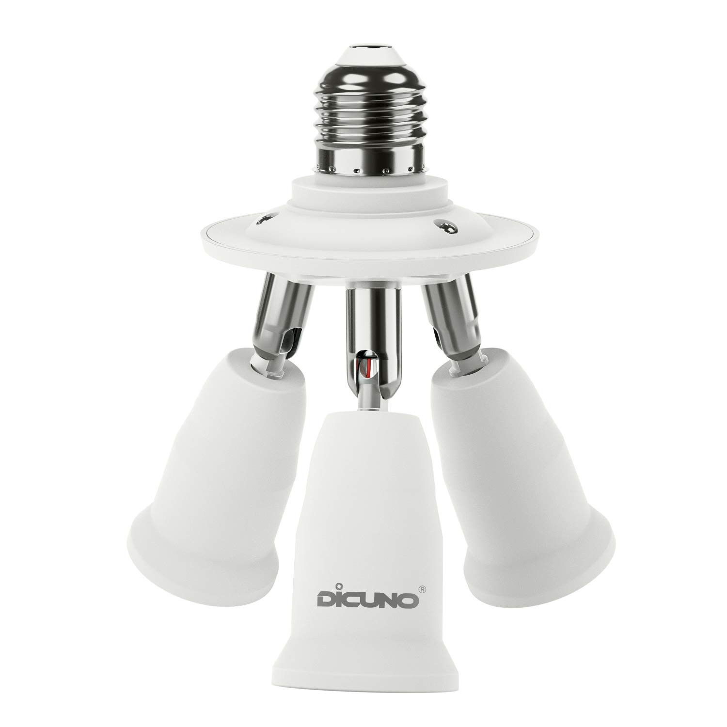 Dicuno 3 in 1 E26 Light Socket Splitter Adapter, Standard Base LED Bulb Converte