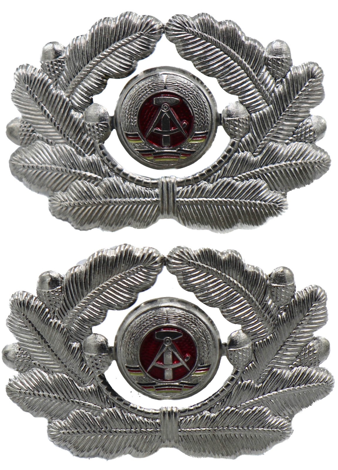 2- East German Army NVA Visor Hat Insignia Cockade Cap Badge Wreath DDR Military
