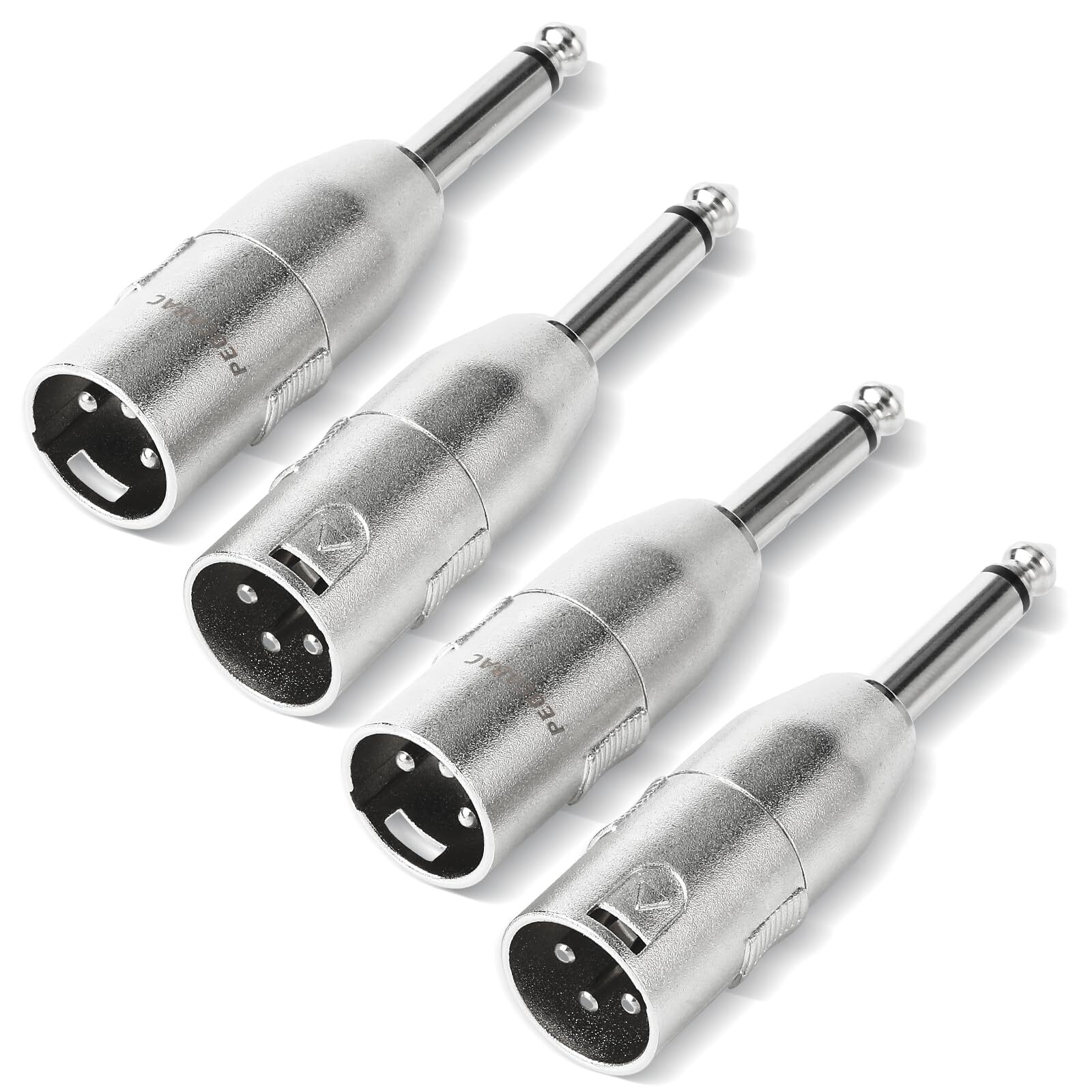 4-Pcs XLR Male to 1/4" TRS Adapter Balanced Quarter Inch 6.35mm Male to XLR M...