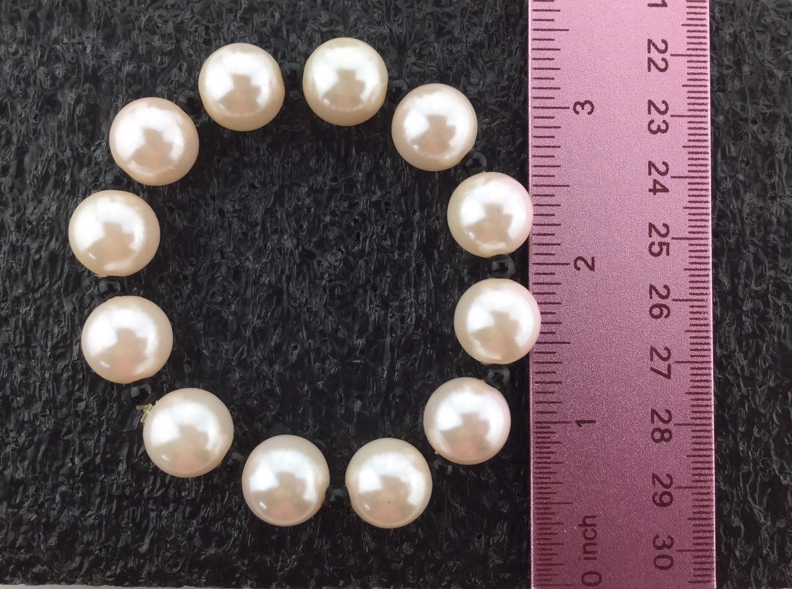 Pale Pink And Black Beaded Stretchy Bracelet
