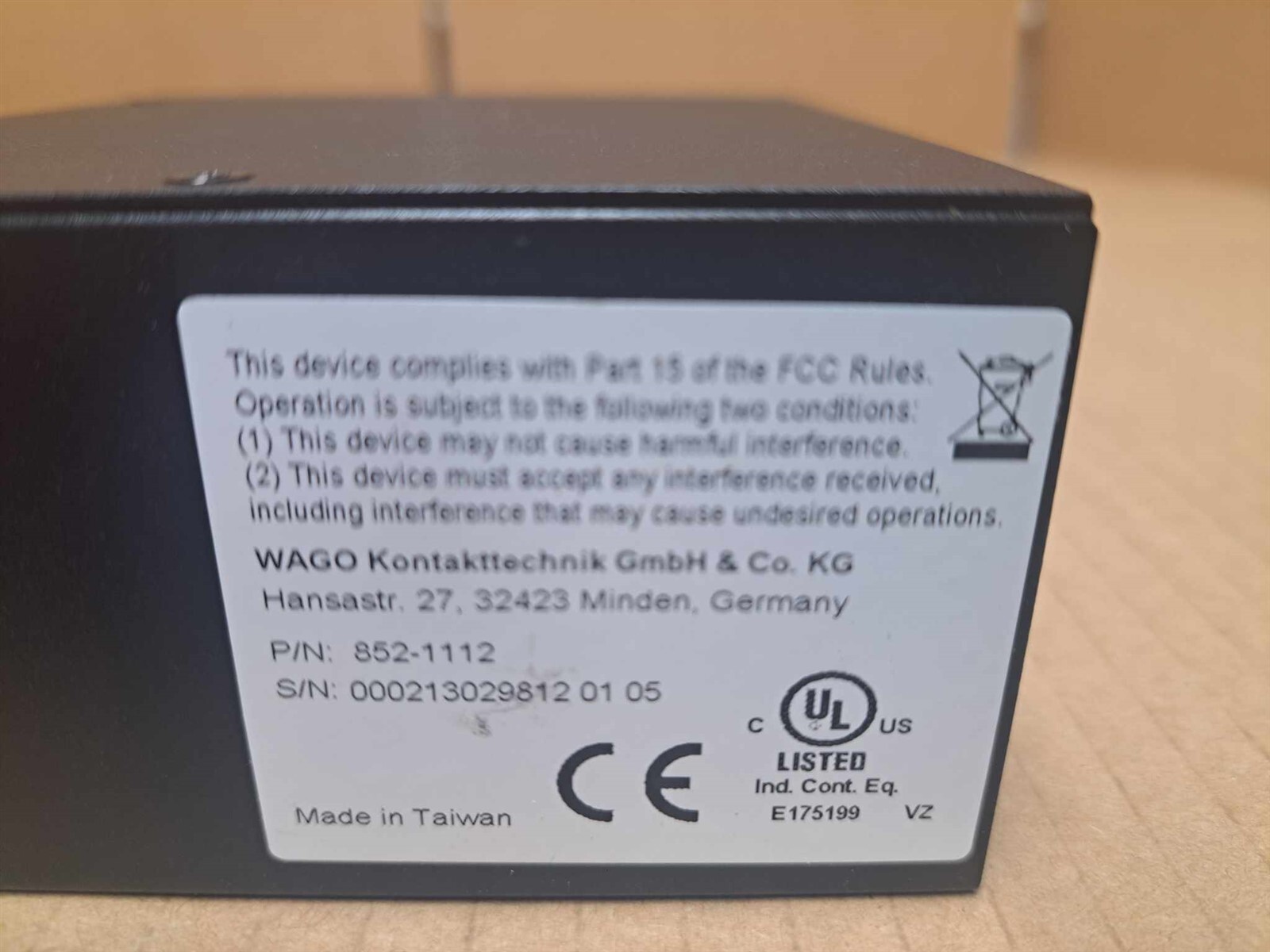 WAGO Ethernet Switch Part No. 852-1112