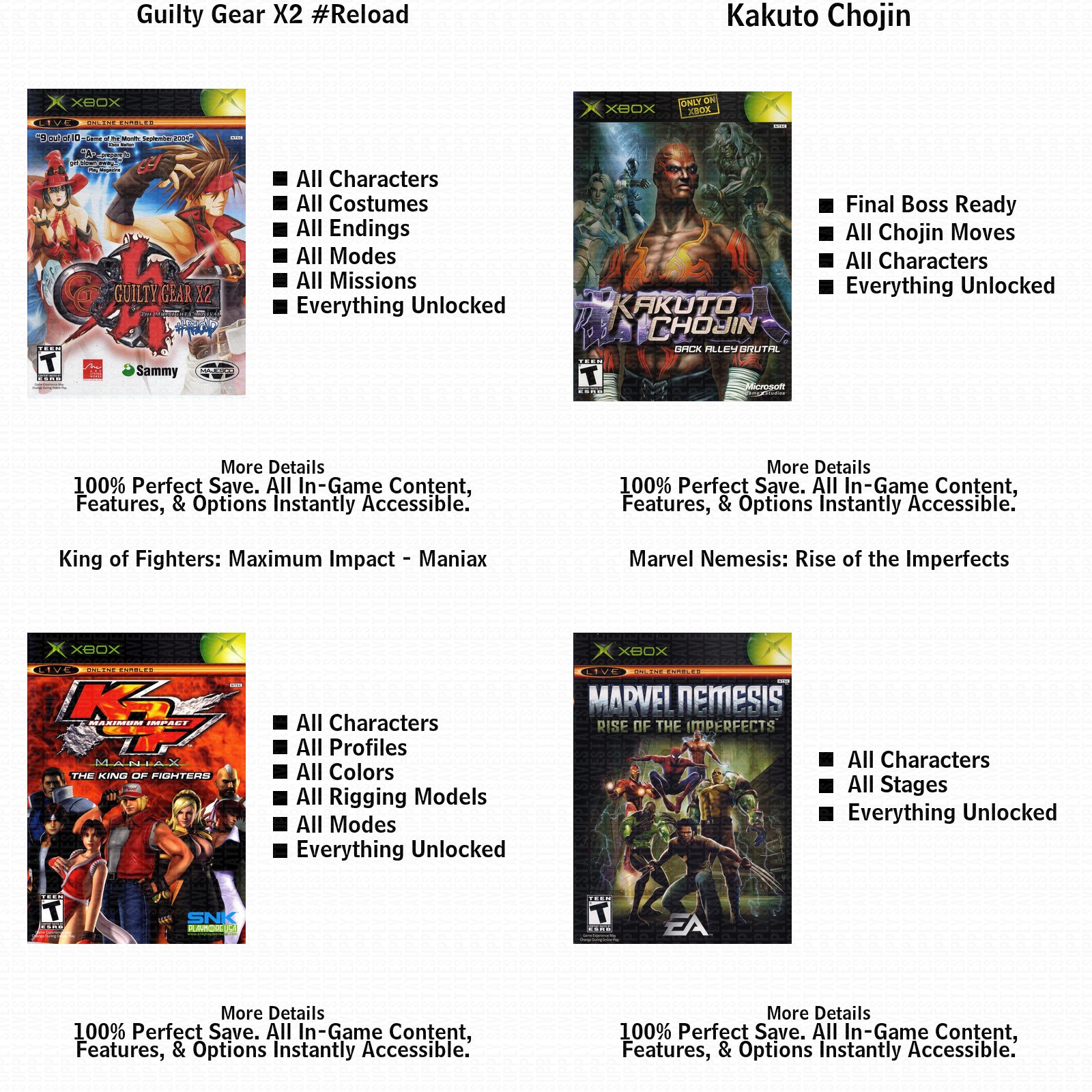 Guilty Gear X2 #Reload 100% Complete All Xbox USB Saves