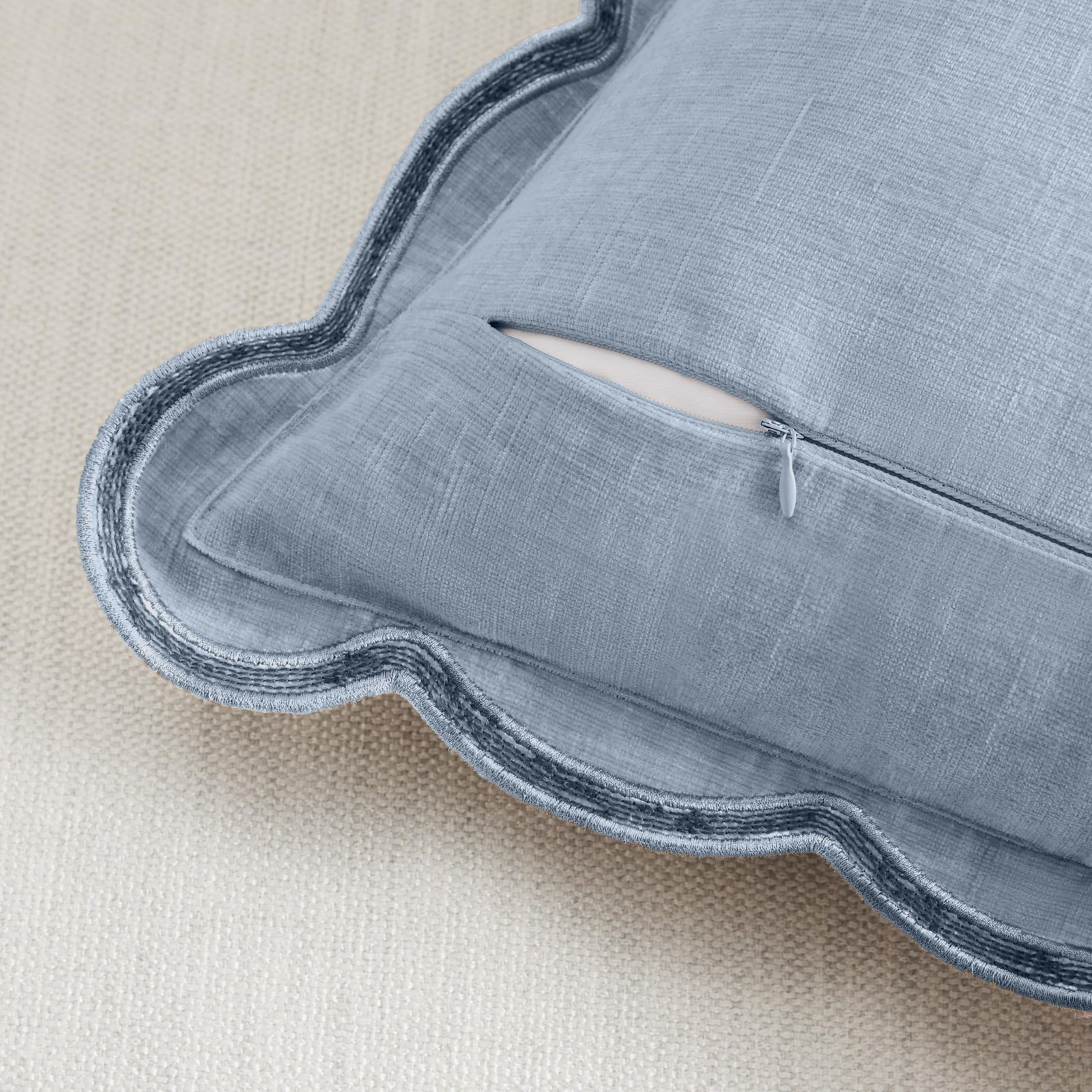 Ohocut Scalloped Pillow Cover Pack of 2 18" x (Pack 2), Misty Blue