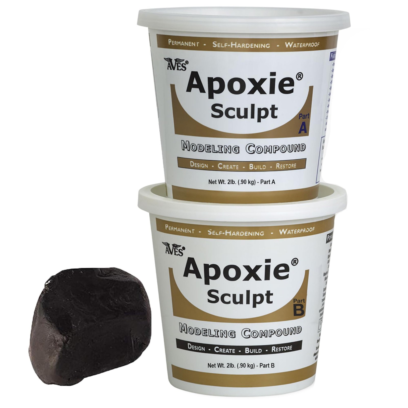 Aves Apoxie Sculpt - 2 Part Modeling Compound (A & B) - 4 lbs, 4 lb., Black
