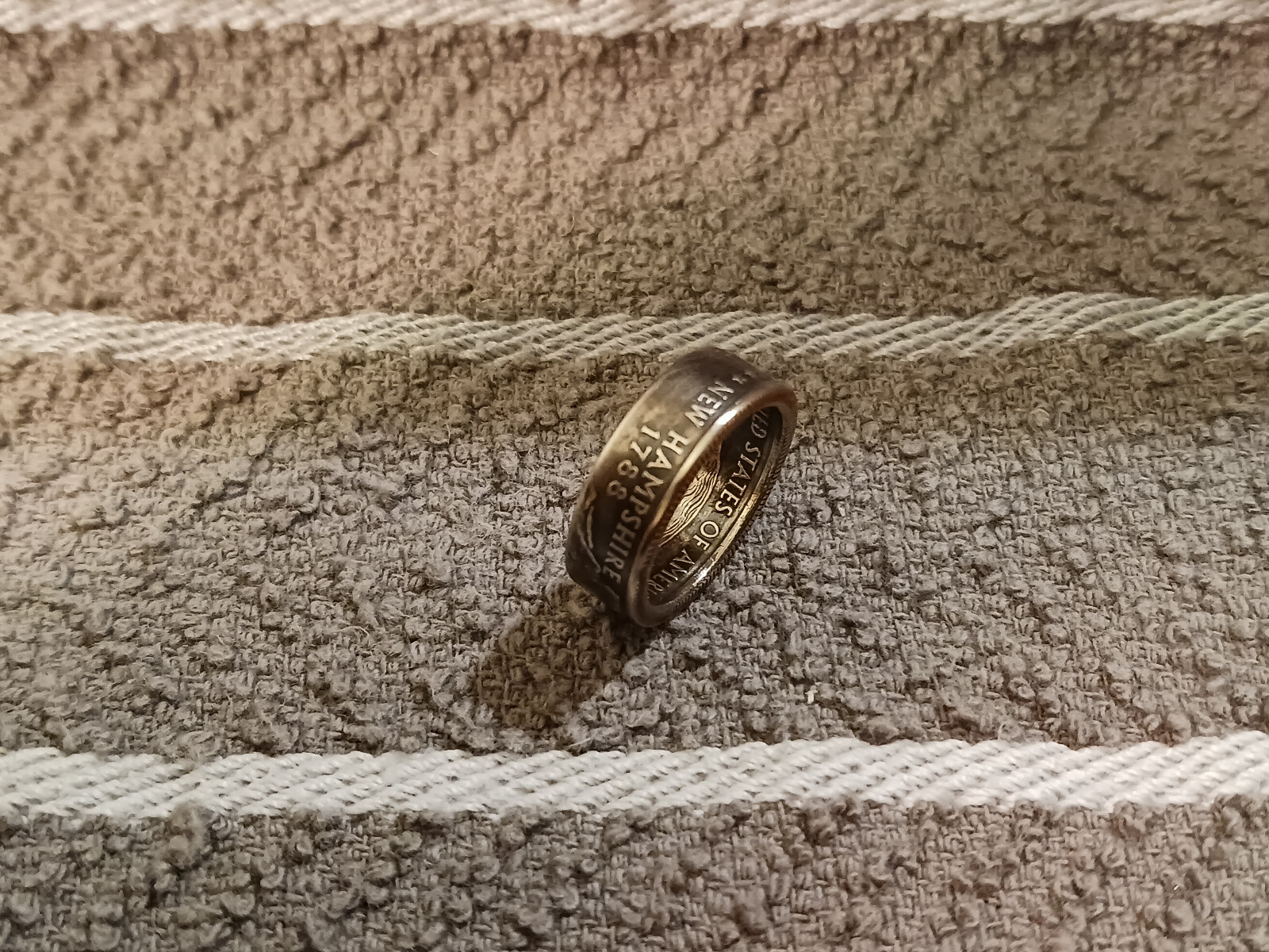 New Hampshire Handcrafted Washington Quarters coin ring, size 6  2000