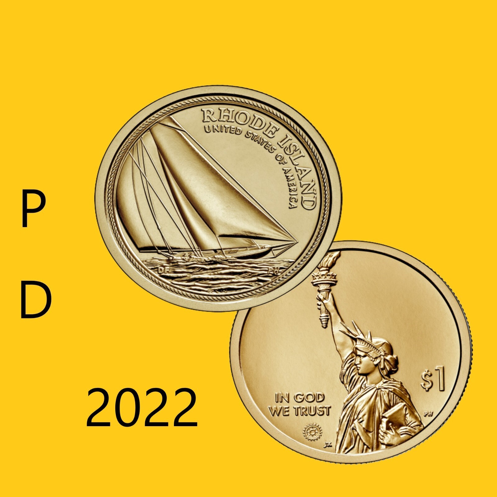 2022 P D (2 Coin) American Innovation Dollar Rhode Island (RI) (BU)