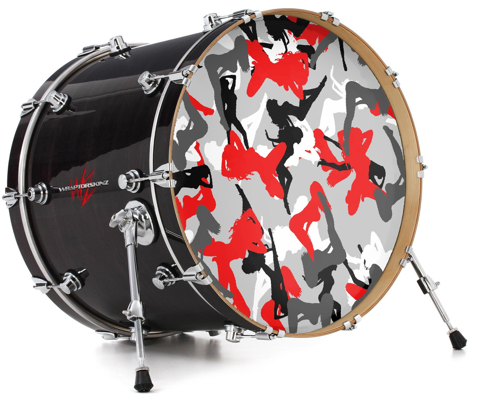 Vinyl Skin Decal Wrap fits 22" Bass Kick Drum - Sexy Girl Camo Red
