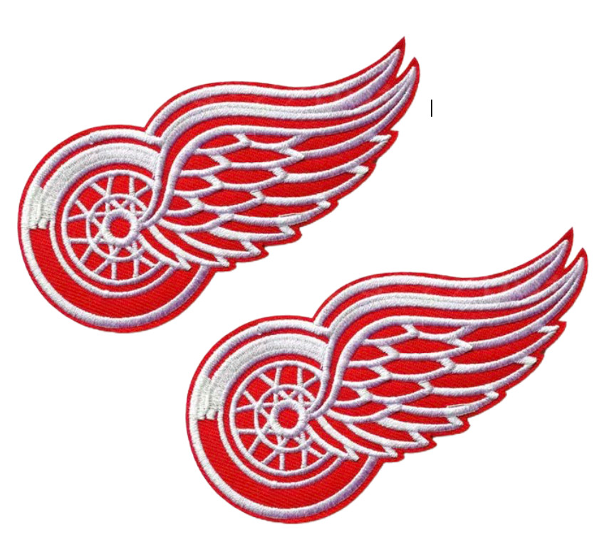 2 Pack Embroidered Vintage Patches of Detroit Red Wings NHL 4"W 2.75"H