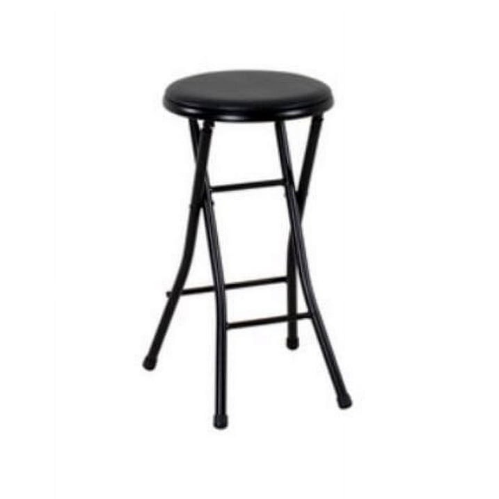 24" Vinyl Padded Folding Stool, Black
