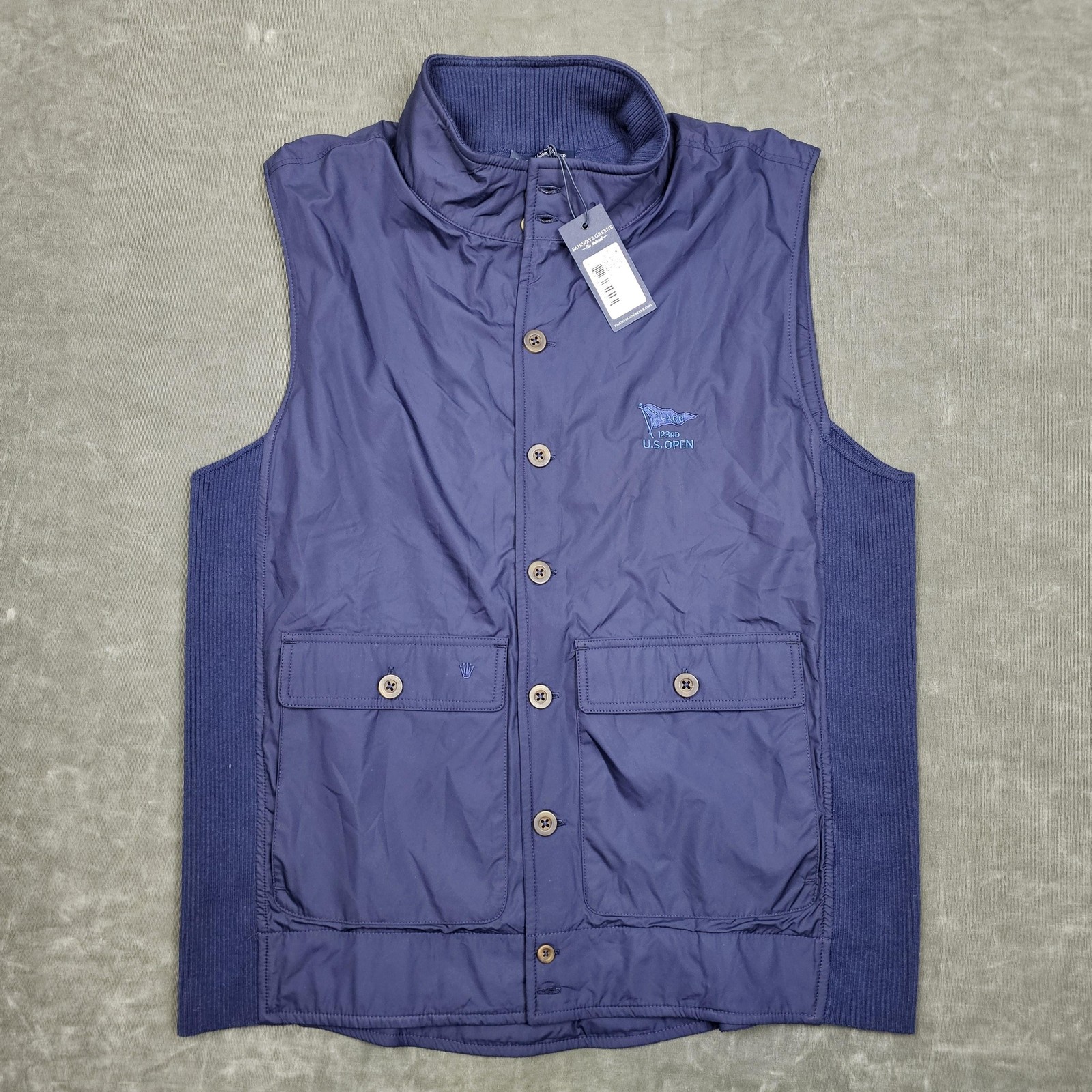 123rd U.S. Open Golf Vest Mens Large Blue Bel-Air Fairway & Greene LACC Marine