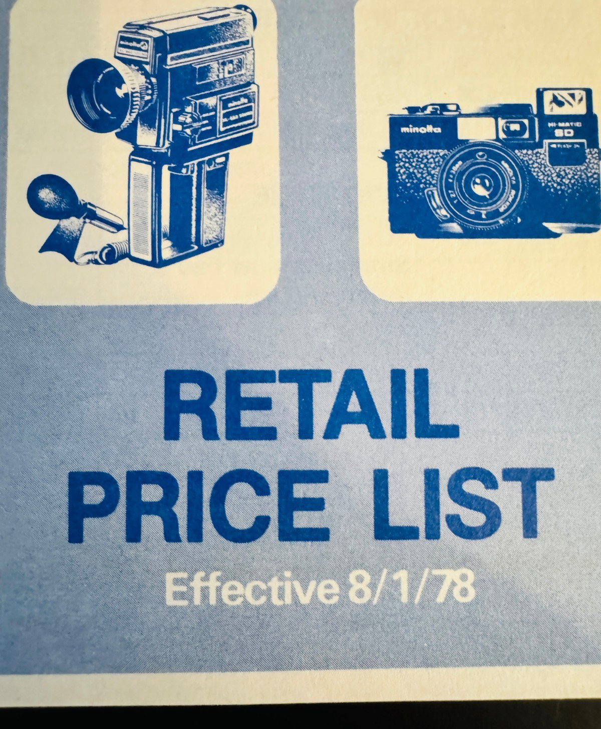1978 MINOLTA CATALOGS & BROCHURES XG-7, Quick Reference Guide, Price List - EX