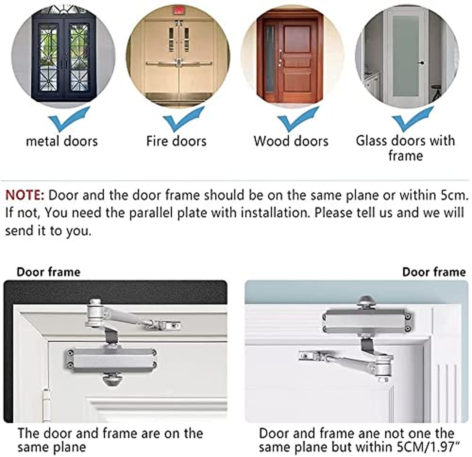 MARIE Automatic Door Closer Commercial Grade 2 Spring Heavy Duty Fireproof Ad...